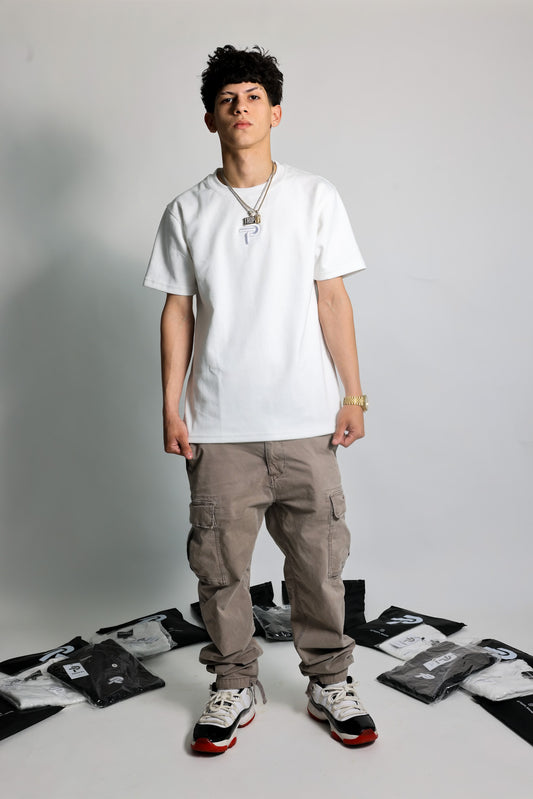 TROPPI Logo Embroidered Oversized Tee – White