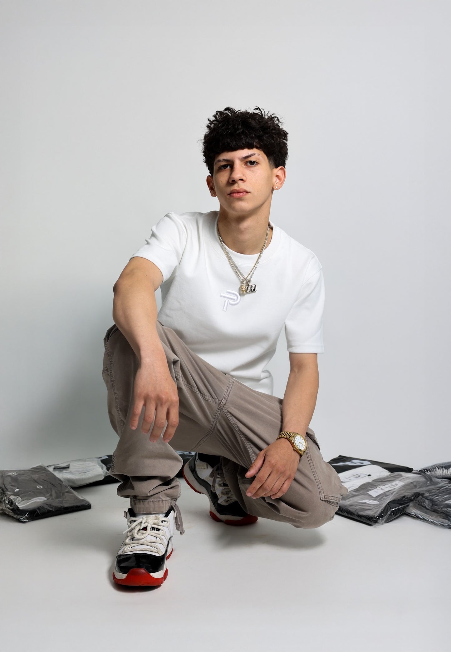 TROPPI Logo Embroidered Oversized Tee – White